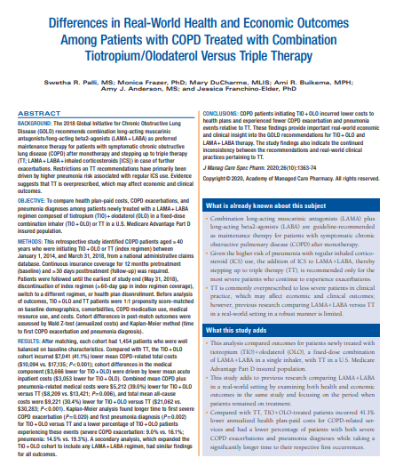 Differences in Real-World Health and Economic Outcomes Among Patients with COPD Treated with Combination Tiotropium/Olodaterol Versus Triple Therapy