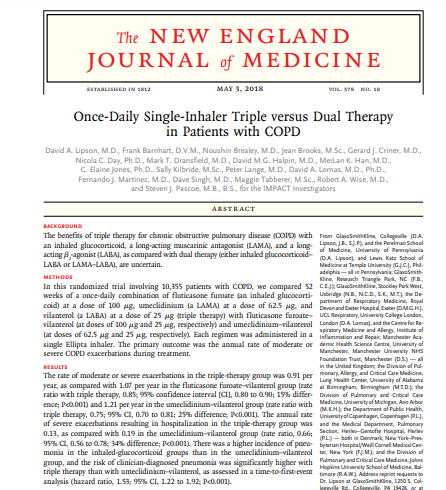 Once-Daily Single-Inhaler Triple versus Dual Therapy in Patients with COPD