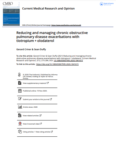 Reducing and managing chronic obstructive pulmonary disease exacerbations with tiotropium + olodaterol