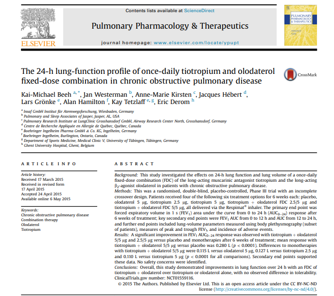 The 24-h lung-function profile of once-daily tiotropium and olodaterol fixed-dose combination in chronic obstructive pulmonary disease