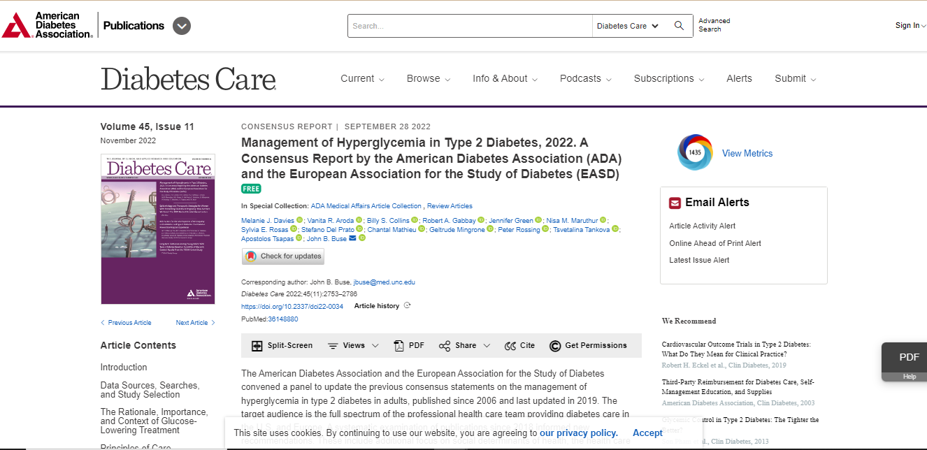 2022 ADA/EASD consensus report